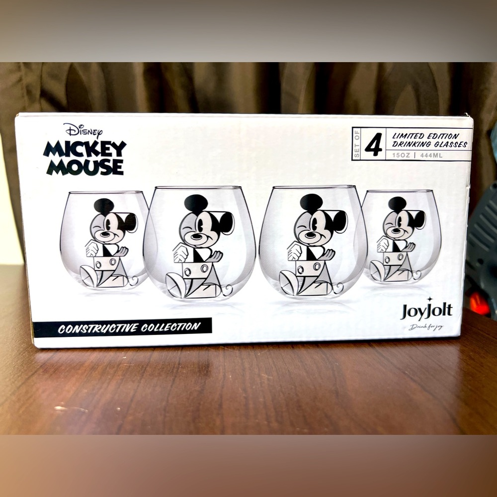 Joy Jolt X Disney MICKEY MOUSE CONSTRUCTIVE Stemless Glasses Set Of 4